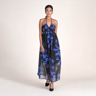 Azure dress in midnight bloom print